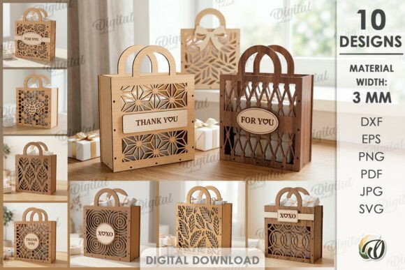 Download 3D Gift Bags Bundle Laser Cut - Bags Collection