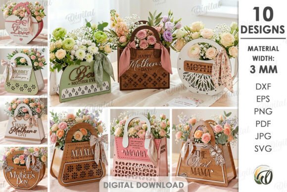 Download Mother's Day Bags Bundle Laser Cut - Bags Collection