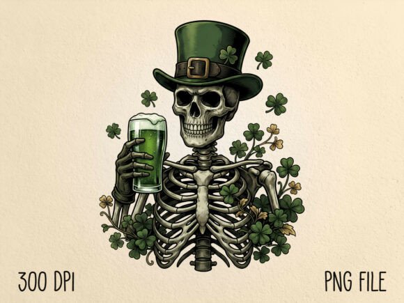 Download Funny St Patrick’s Day Skeleton Beer PNG - Premium Resources